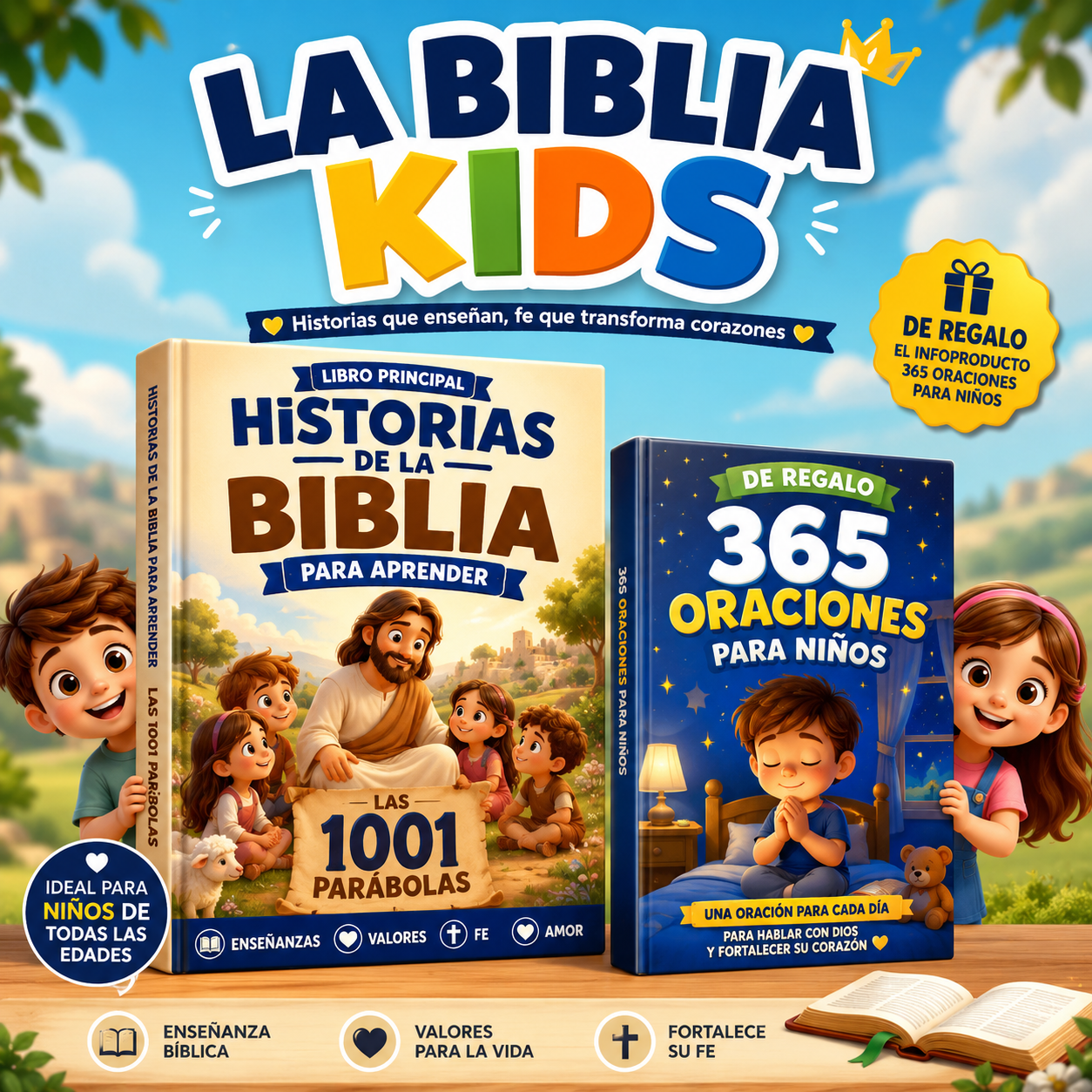 2X1 LA BIBLIA KIDS + 5 BONUS DE REGALO